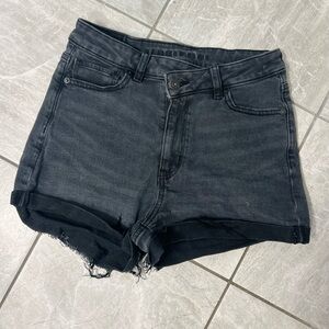 Black denim shorts